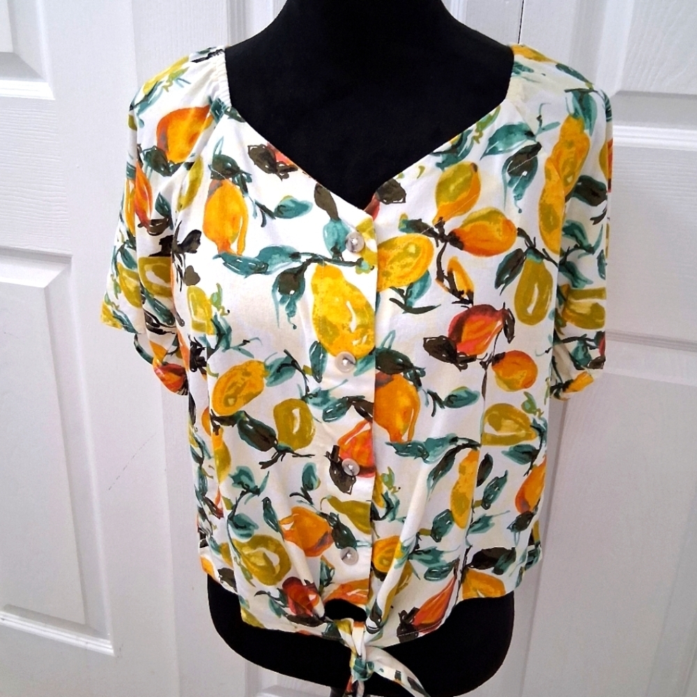 Ava James Linen Blend Pear Top   Size XL